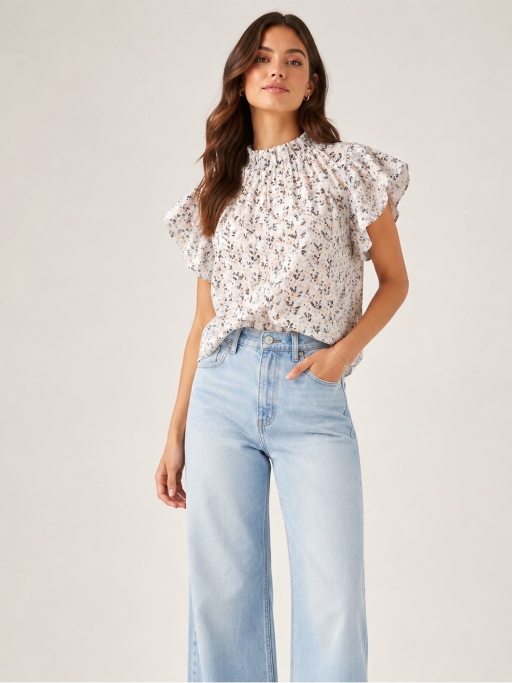 NWT Magali Pascal Floral Ruffle Blouse Small Feminine Romantic Cottagecore Chic